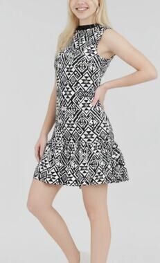 On Twelfth sleeveless Aztec drop waist mini dress Large